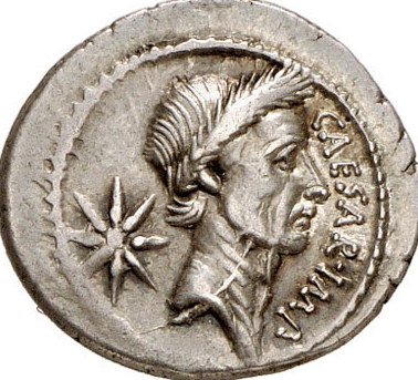 Caesar Denarius Februar 44 (Alfldi Typ V, 61-64) Ausschnitt