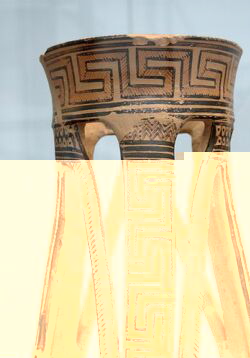 Dreifu keramische Nachbildung attisch um 850 vuZ Staatliche Antikensammlungen Mnchen 7645 (Wikipedia)